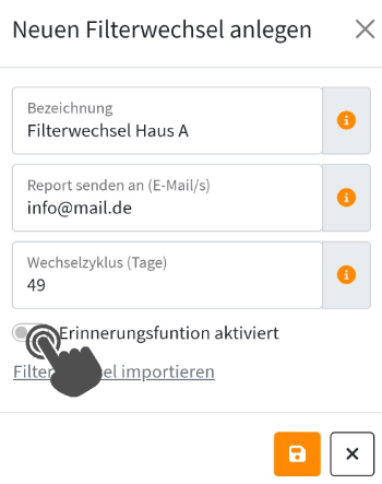 Erinnerungsfunktion aktivieren