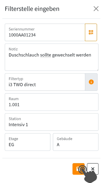 Filterstelle speichern Filterstelle speichern