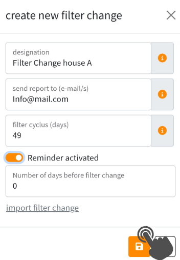 Reminder function activated