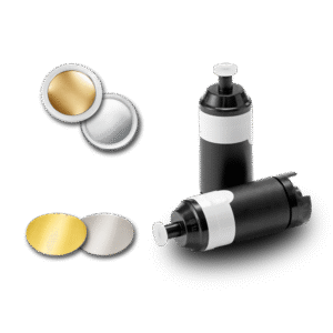 Image composition consisting of two i3 TrackPor M air monitor cassettes and the membranes i3 TrackPor, i3 TrackPor R and i3 TrackPor PAR